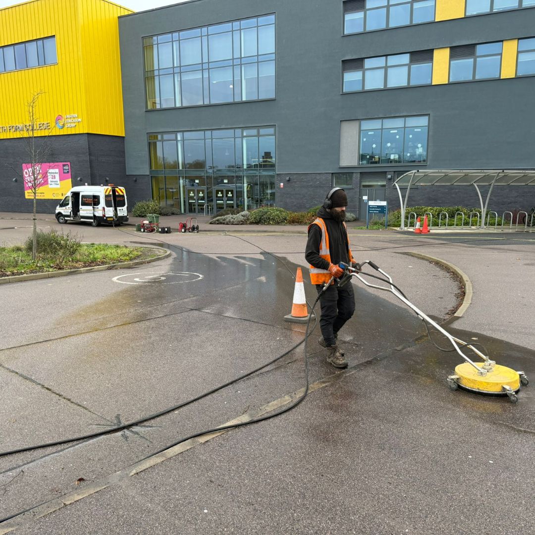 Surface cleaning the grounds of a sixth form college
