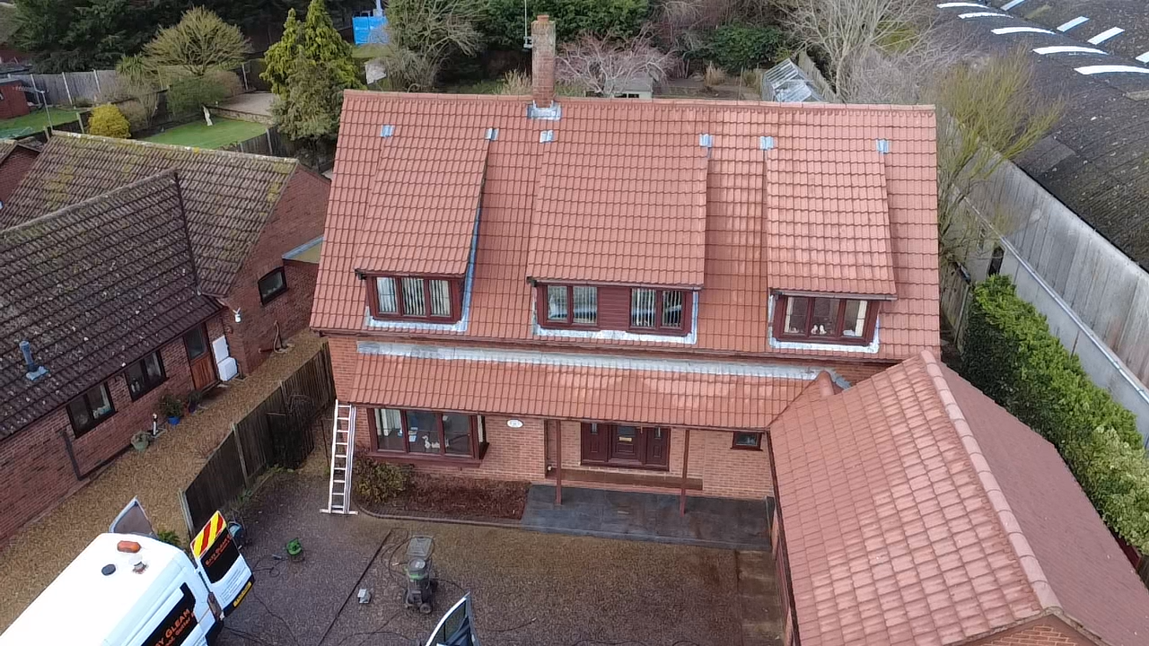 Clean residential roof after professional cleaning